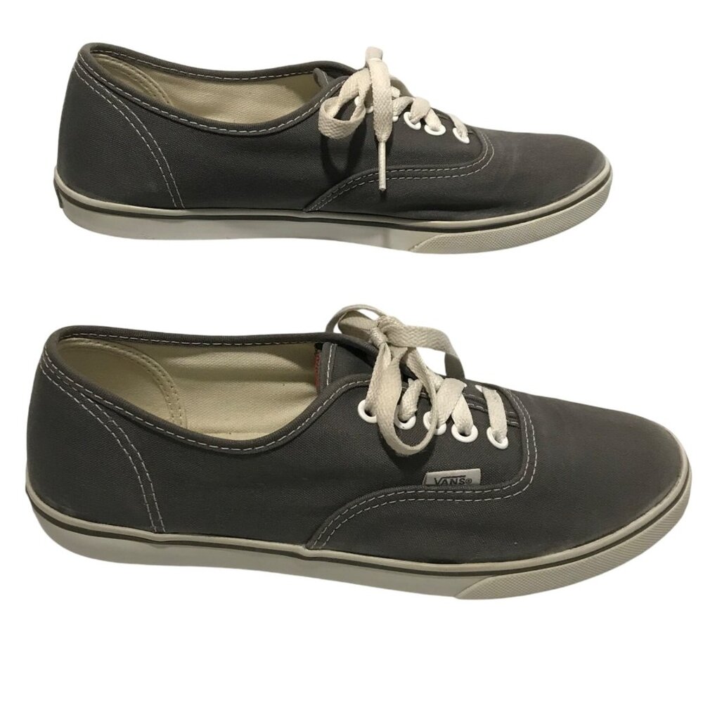 Vans Off the Wall Grey Canvas Lace-Up Sneakers Unisex Size 7.5 Mens 9 Womens